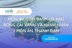 mon 48 com basmati xao bong cai xanh va hanh nhan mon an thanh dam