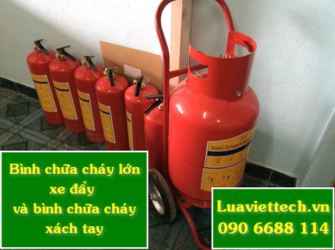 Bình chữa cháy xe đẩy lớn và bình chữa cháy xách tay giá rẻ, giá sỉ, có hóa đơn VAT