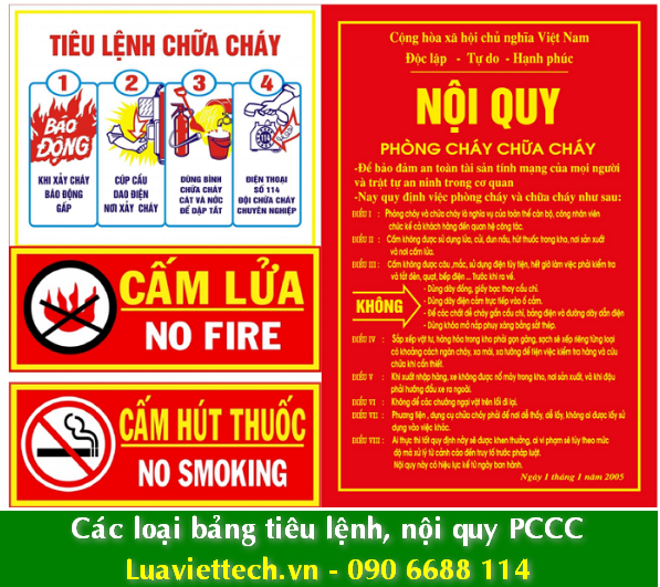bảng tiêu lệnh và nội quy phòng cháy chữa cháy, bảng cấm hút thuốc (No smoking), cấm lửa giá rẻ giá sỉ