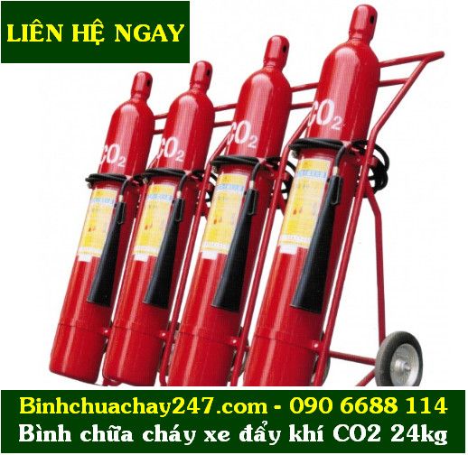 bình chữa cháy xe đẩy khí CO2 24kg có tem kiểm định giá rẻ giá sỉ