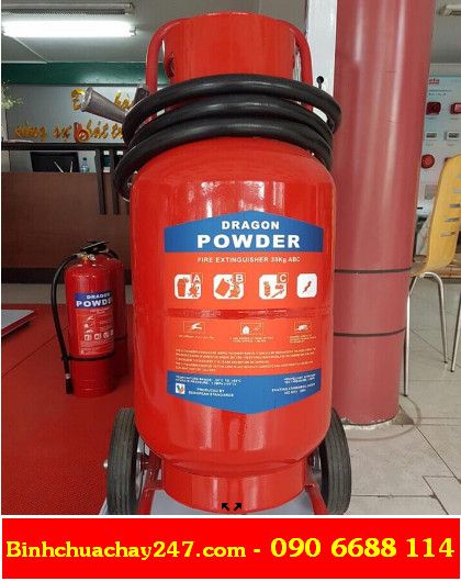 Bình chữa cháy Dragon loại lớn có xe đẩy chính hãng, có tem kiểm định tại tphcm