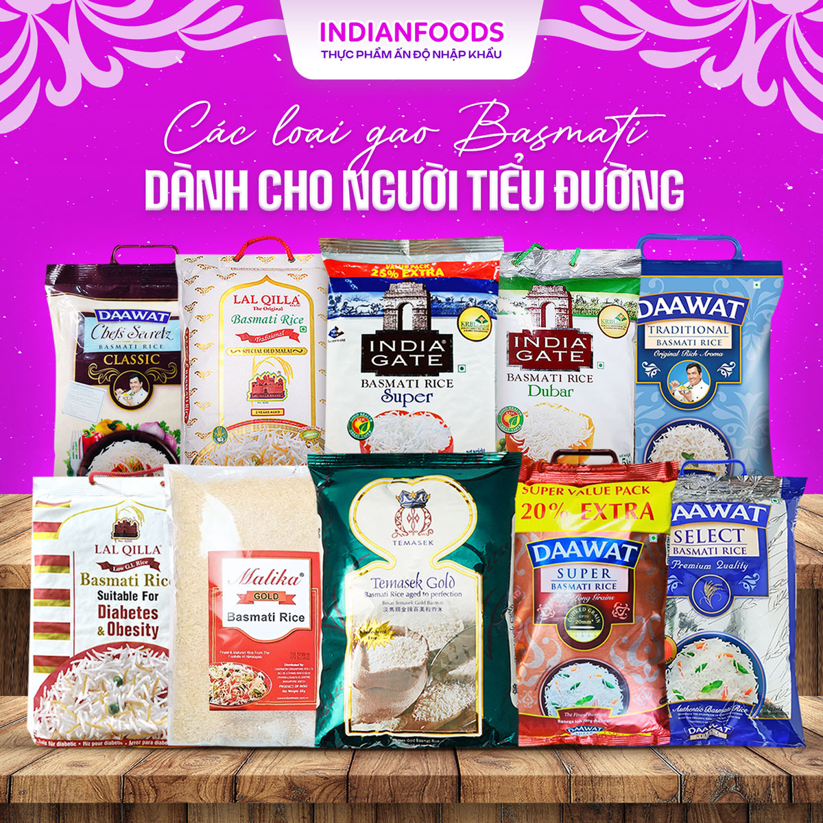 indianfoods chuyên cung cấp sỉ và lẻ gạo basmati ấn độ hạt dài nhiều thương hiệu