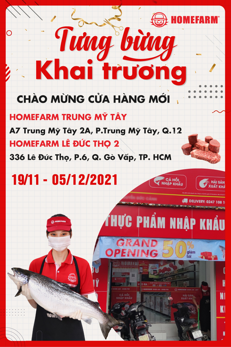 Mừng khai trương Homefarm Trung Mỹ Tây và Homefarm Lê Đức Thọ - Nhận quà hấp dẫn