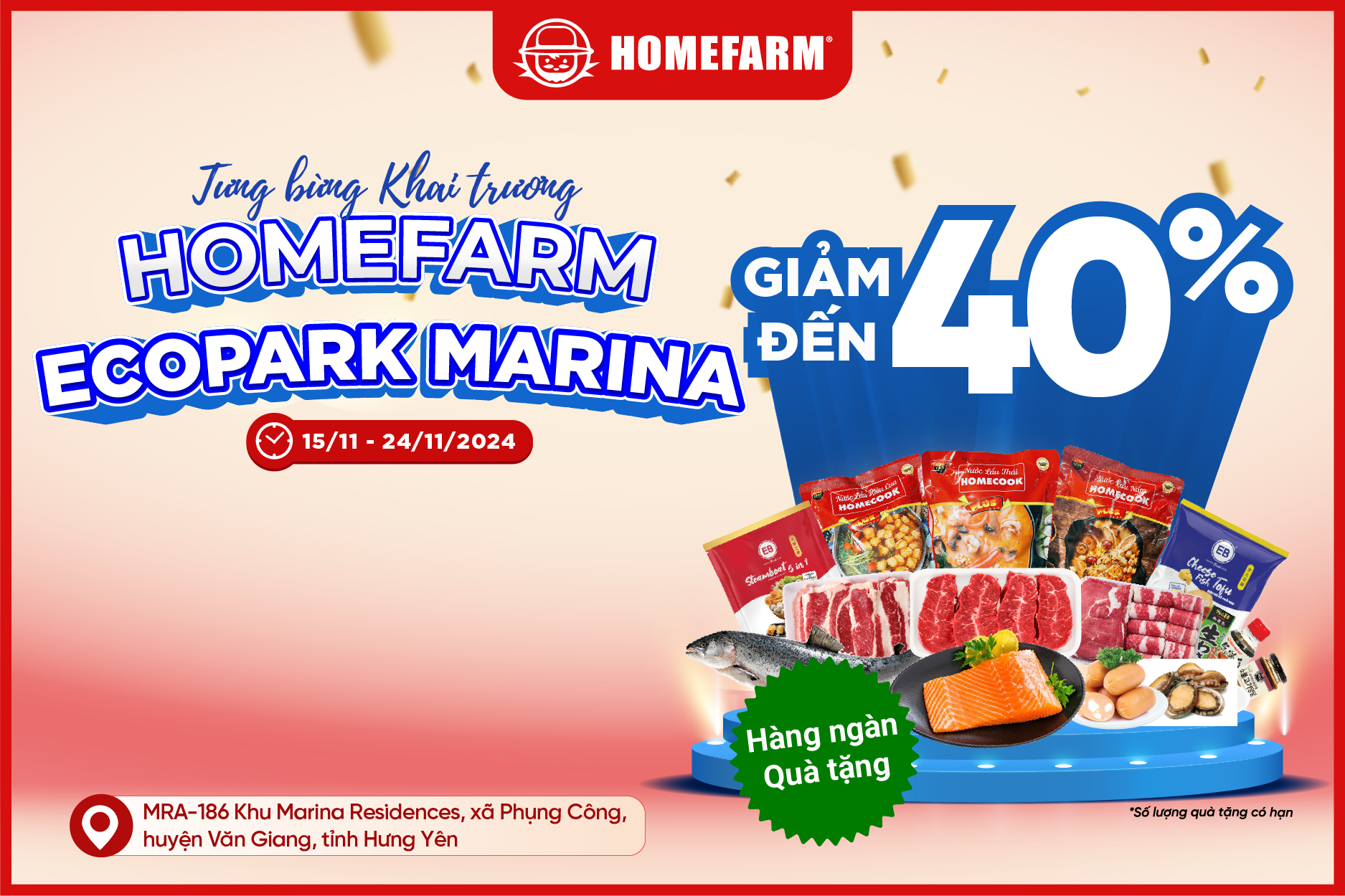 [HN] Khai trương rộn ràng -  Nhận ngàn ưu đãi tại Homefarm Ecopark Marina🥳🎈🎉