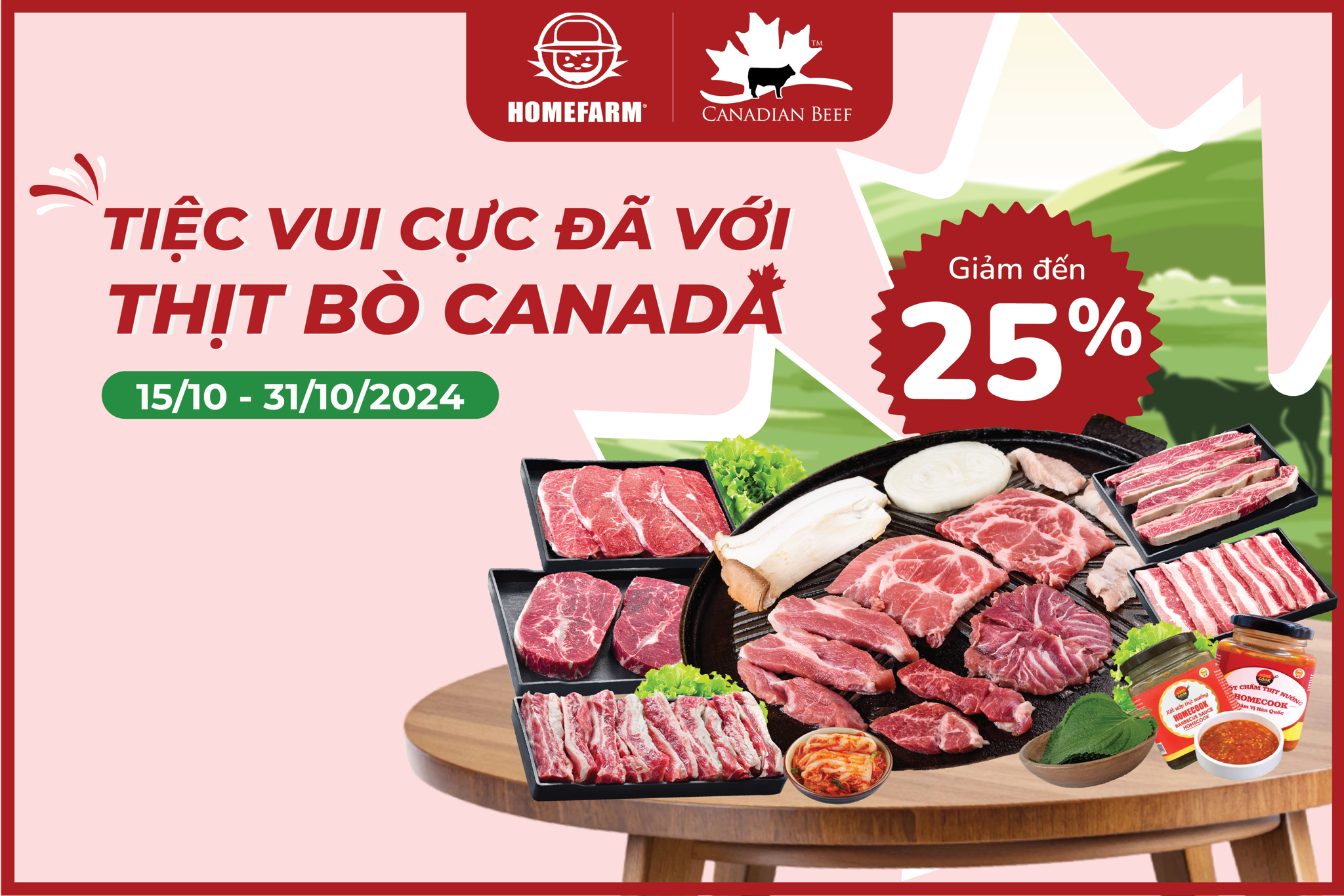 Tiệc vui cực đã với thịt bò Canada - Ưu đãi giảm đến 25% chỉ có tại Homefarm