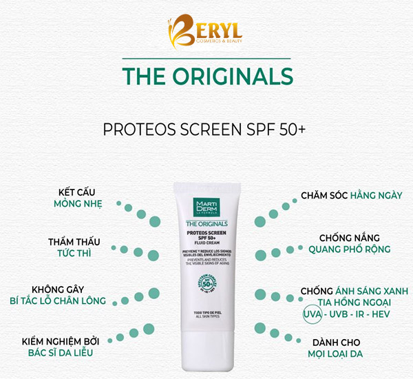 Công dụng của kem chống nắng MartiDerm The Originals Proteos Screen SPF 50