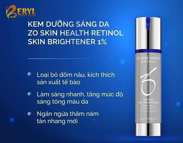 Công dụng của kem dưỡng trắng da mặt Zo Skin Health Retinol Skin Brightener 1%