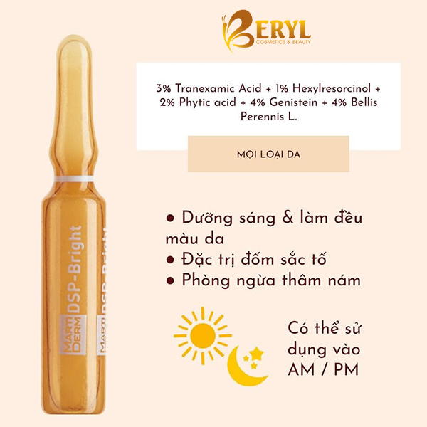 Thành phần có trong serum dưỡng trắng da MartiDerm Pigment Zero DSP Bright