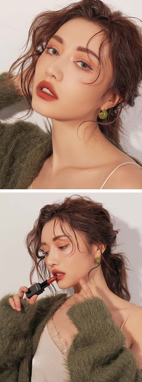 Son 3CE 909 Smoke Rose Vỏ Đen Lipcolor Matte Màu Đỏ Đất
