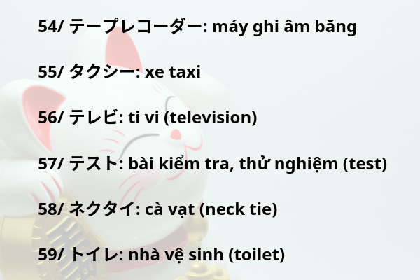 Tổng hợp từ vựng Katakana N5, N4