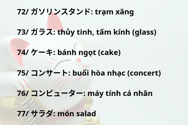 Tổng hợp từ vựng Katakana N5, N4