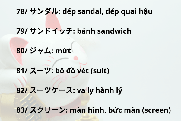 Tổng hợp từ vựng Katakana N5, N4