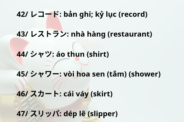 Tổng hợp từ vựng Katakana N5, N4