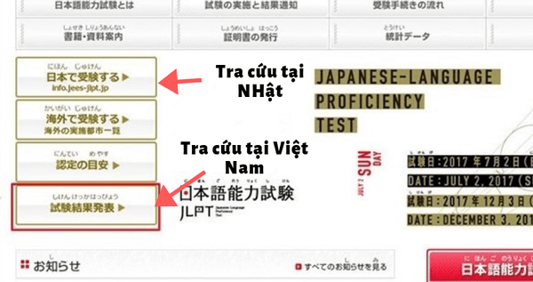 Tra cứu điểm thi JLPT tại Nhật Bản và Nhật Bản