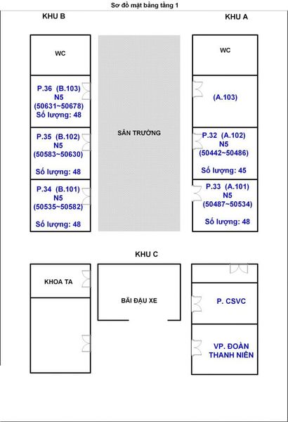 Sơ đồ phòng thi JLPT tại Đại học Đà Nẵng