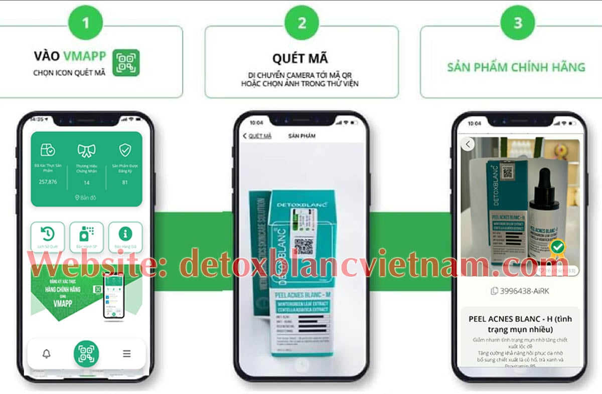 kiểm tra mã QR detox blanc chính hãng