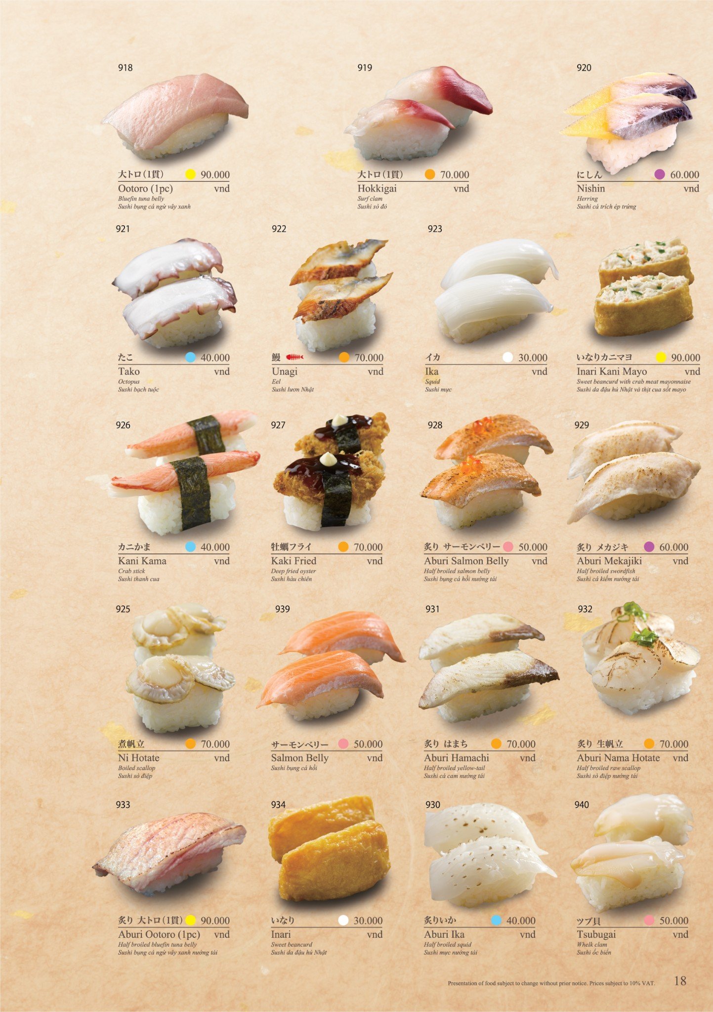 Grand Menu – Sushi Tei Vietnam