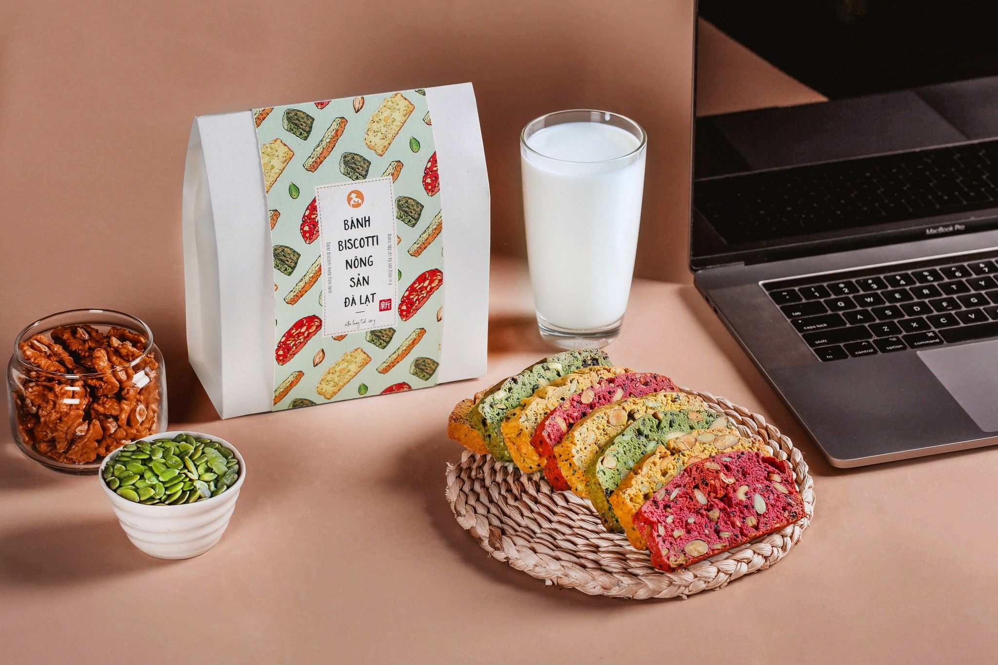 Bánh Biscotti nông sản Đà Lạt bao bì mới mẫu Ichiba 1 bánh thay 1 bữa ăn
