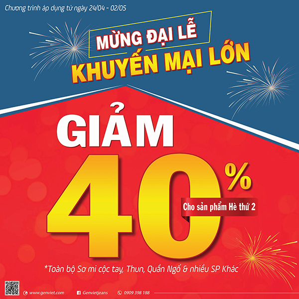 Khuyến mại lớn, mừng đại lễ - Giảm đến 40% sản phẩm hè thứ 2