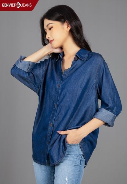 Áo Sơ Mi Dài Tay Nữ Jeans Suông TA124J2301