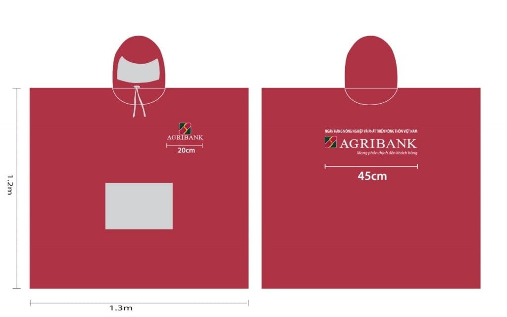Mẫu áo mưa cánh dơi in logo Agribank phía trước ngực và sau lưng