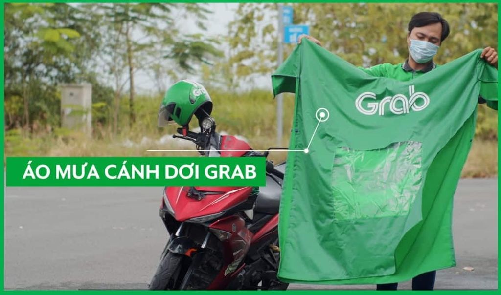Áo mưa Grab thiết kế cánh dơi lớn, che chắn tốt
