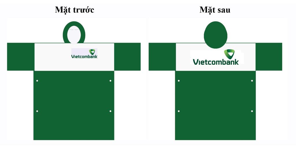 Mẫu áo mưa Vietcombank màu xanh thương hiệu phối cùng trắng