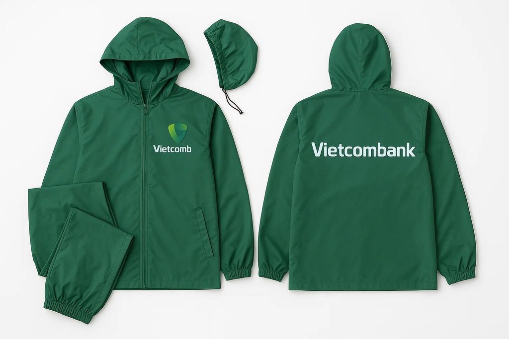 Tiện lợi với áo mưa Vietcombank thiết kế theo bộ quần áo
