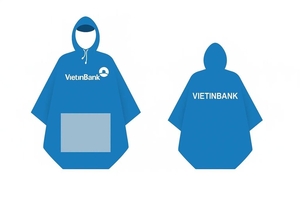 In áo mưa Vietinbank có logo thương hiệu giúp quảng cáo thương hiệu