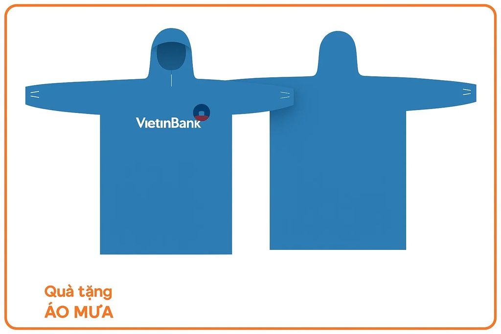 Mẫu áo mưa VietinBank in logo một màu tối giản, phù hợp mọi đối tượng sử dụng