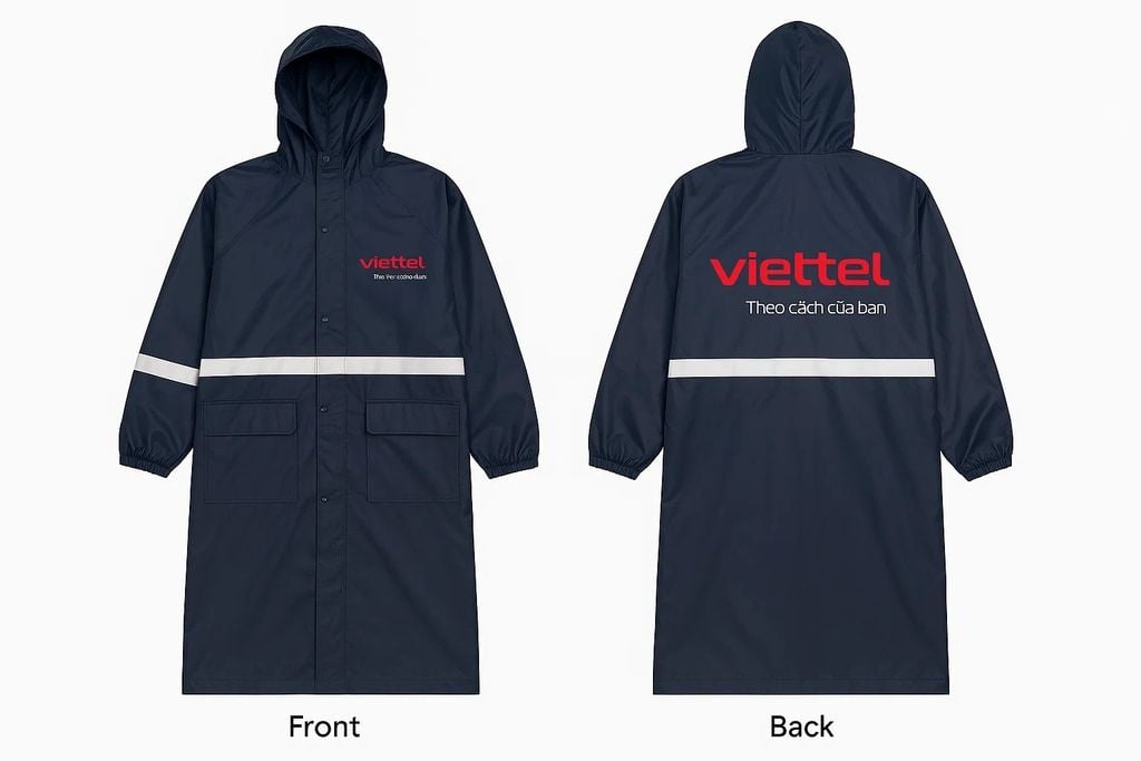 Logo Viettel thường được in nổi bật với màu đỏ trên nền áo