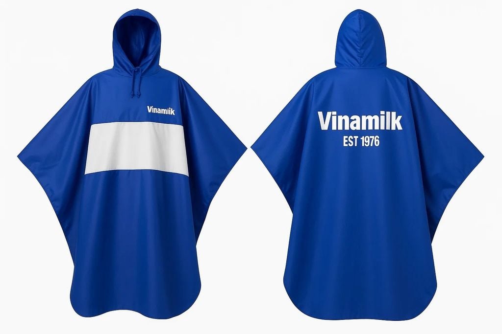 Thiết kế áo mưa Vinamilk thân giữa viền trắng