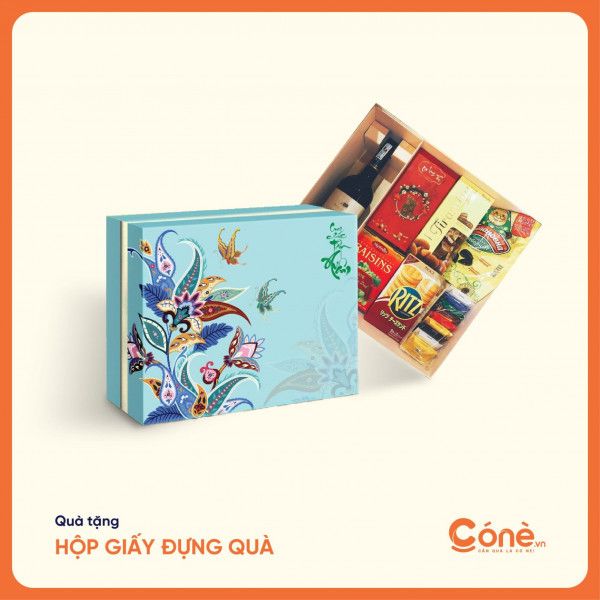 Hộp giấy đựng quà xanh ngọc bắt mắt, trang nhã