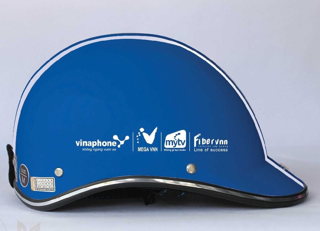 Thiết kế mũ bảo hiểm Vinaphone độ nửa đầu màu xanh đặc trưng