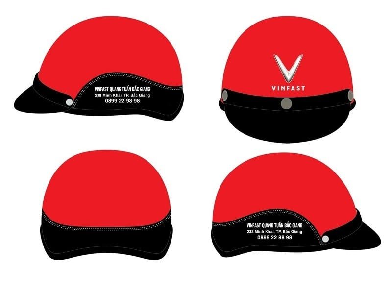 Mũ bảo hiểm VinFast thiết kế nửa đầu, logo VinFast in nổi bật ở phía trước