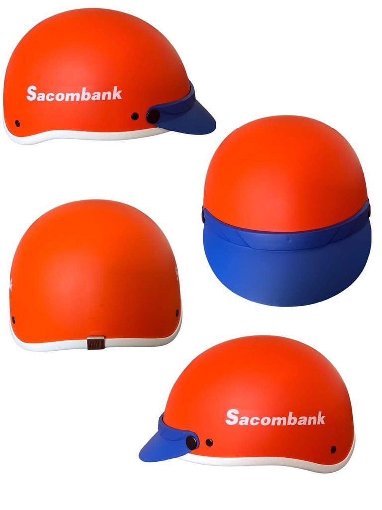 Mẫu nón bảo hiểm Sacombank làm từ nhựa ABS nguyên sinh cao cấp, chịu lực tốt