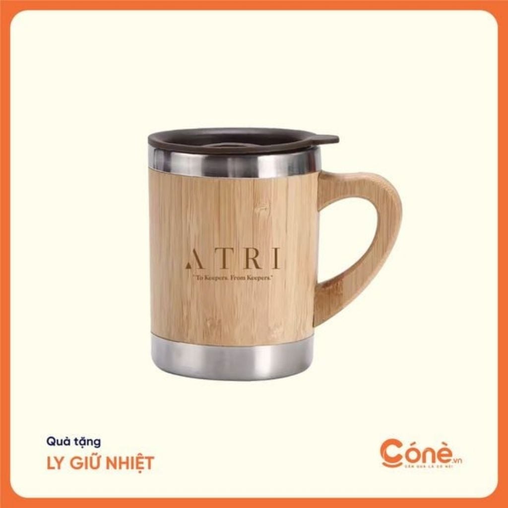 Ly giữ nhiệt vân gỗ khắc tên đẹp, quà tặng ly giữ nhiệt in logo thương hiệu độc quyền