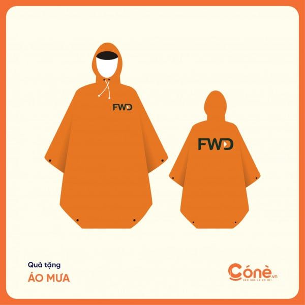 Mẫu áo mưa quà tặng thương hiệu của FWD