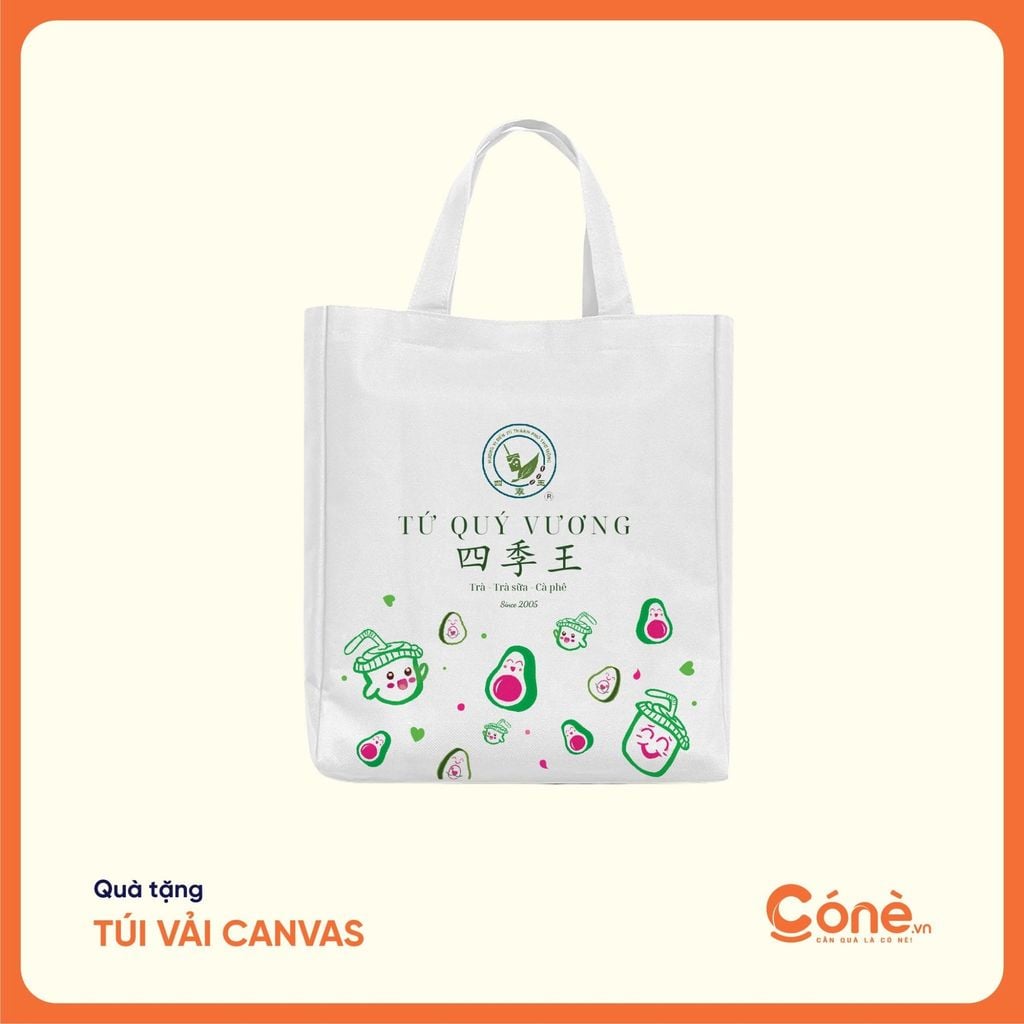 Quà tặng túi vải trắng canvas in chuyển nhiệt, thể hiện trọn vẹn tinh thần thương hiệu