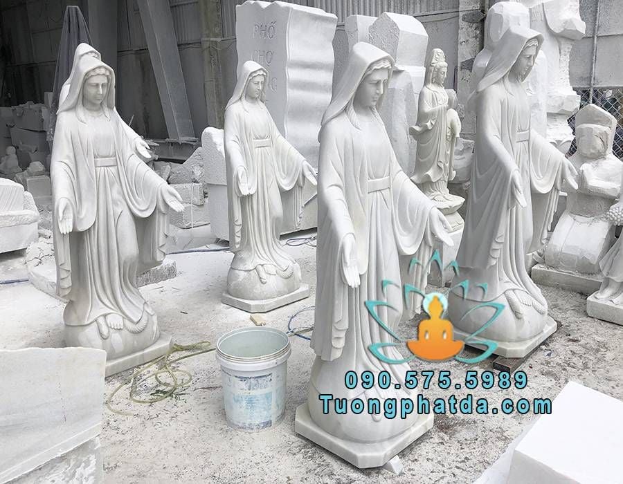 5 tượng đức mẹ ban ơn bằng đá trắng cao 1.5m