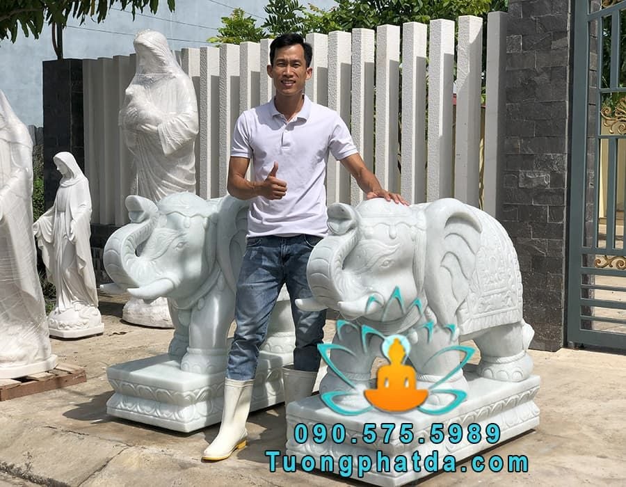 Mẫu Tượng Voi Đá Phong Thủy Mini Để Sân Vườn