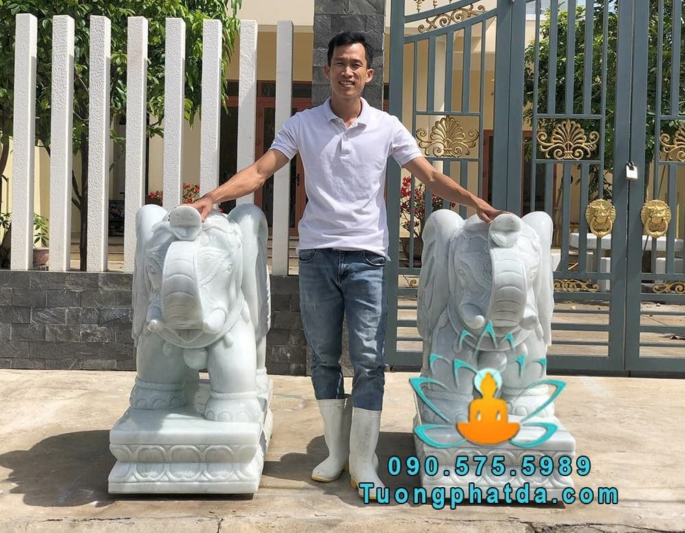 Tượng Voi Đá Trắng Phong Thủy Đẹp Tại Đồng Nai
