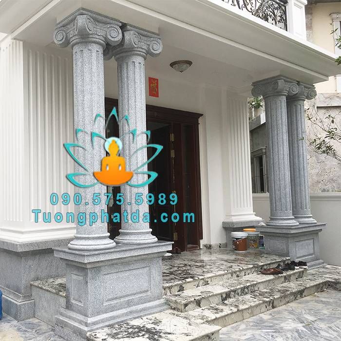 Cột đá trụ đá granite trắng nguyên khối