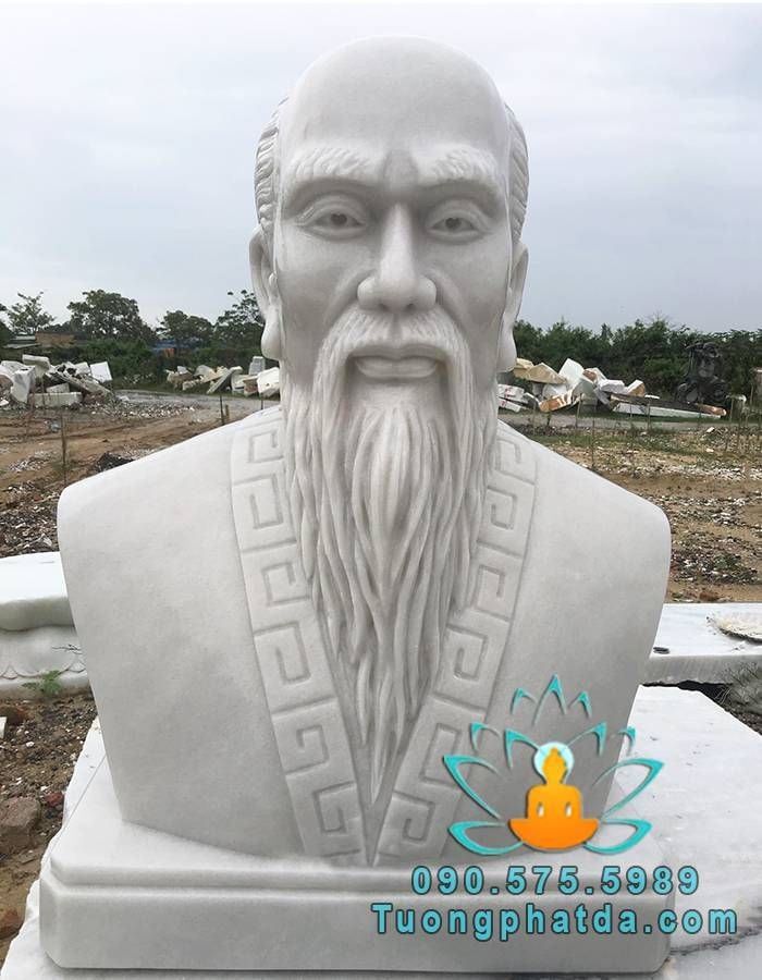 Mẫu tượng bán thân Lê Hữu Trác đá cẩm thạch trắng đẹp