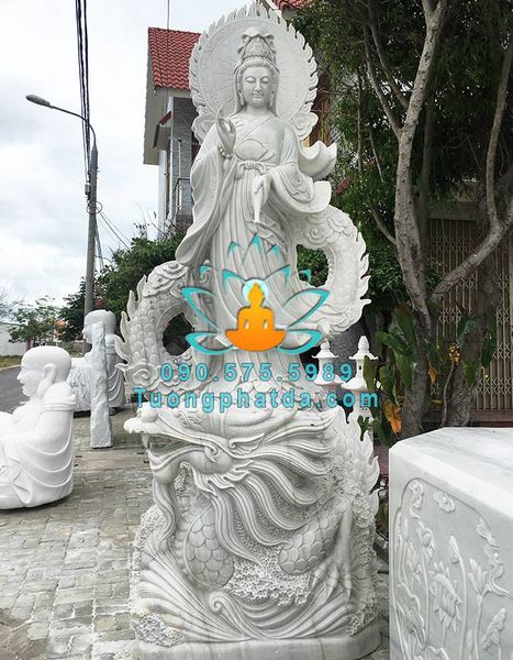 Tượng Phật Bà Quan Âm Tọa Rồng Đá Mỹ Nghệ Non Nước