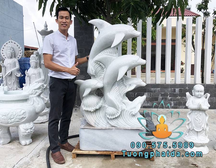 Tượng Cá Heo Phun Nước Đá Đẹp Tại Bình Định