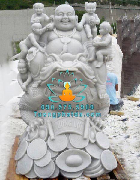 Tượng Phật Di Lặc Đá Trắng Đứng Thiềm Thừ Đá Phong Thủy