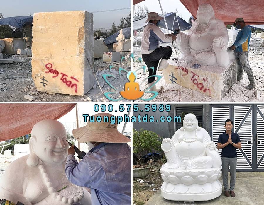 Tượng phật di lặc ngồi bằng đá cao 2m về chùa Hà Nội