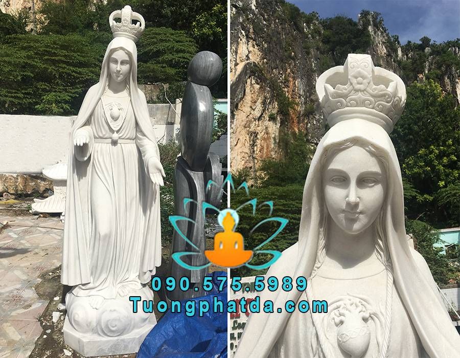 Tượng đức mẹ Fatima bằng đá trắng non nước cao 2.2m về Đồng Nai