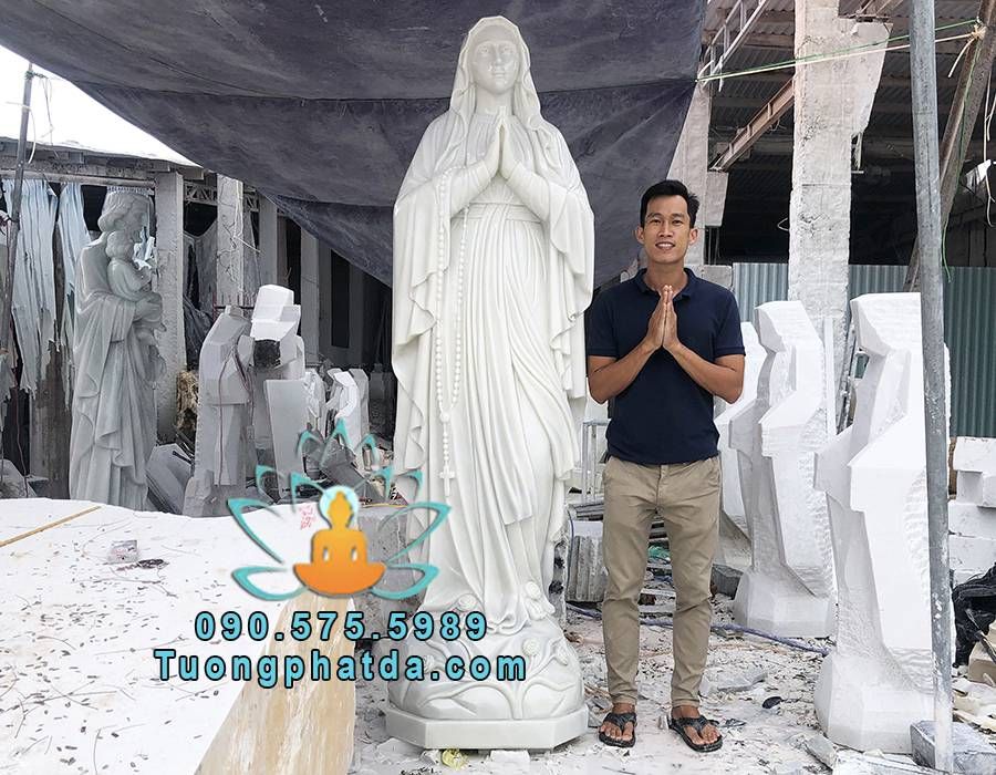 Tượng đức mẹ lộ đức bằng đá cẩm thạch cao 2.2m về Bình Phước
